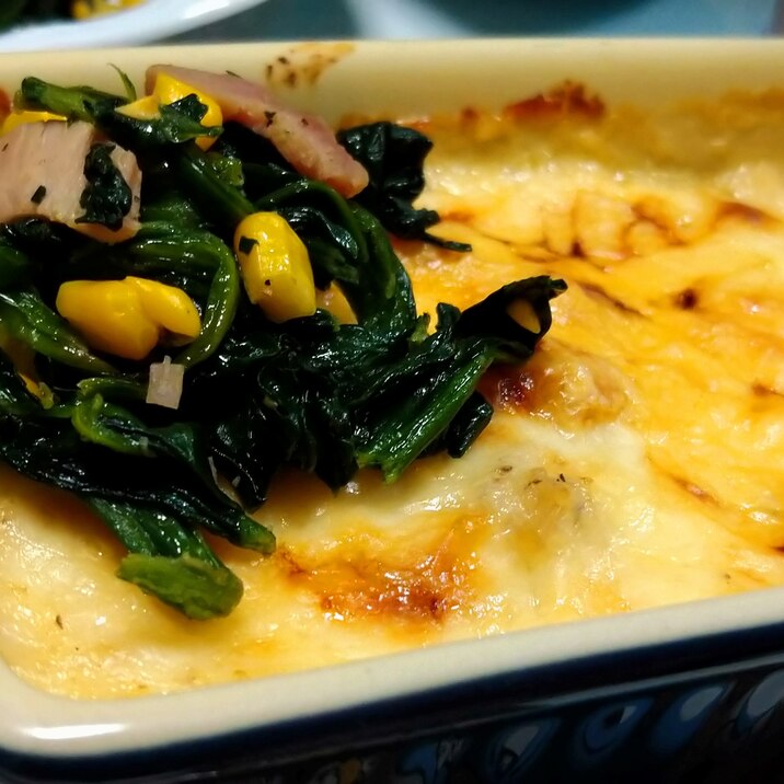 低脂肪&低糖質☆鶏肉とホウレン草のおからグラタン